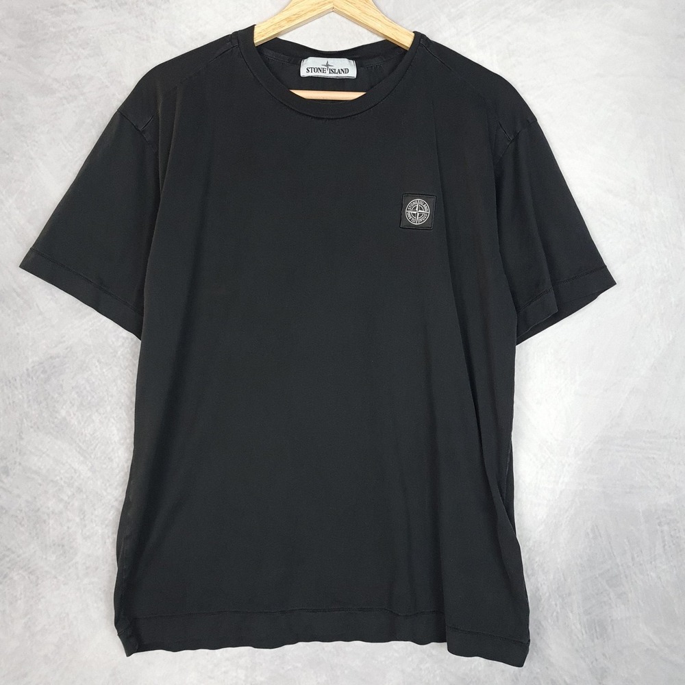 Stone Island Shirt Mens Large Black Compass Logo Patch Tee T-Shirt Streetwear